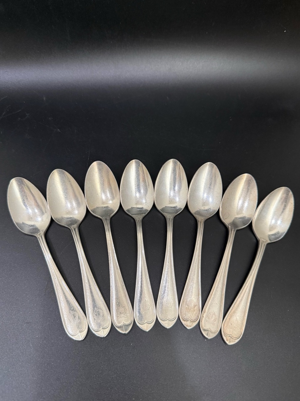 8pc Vintage AMSILCO Custom Logo Golf Country Club Laurel Leaf Clubs 6” Teaspoons